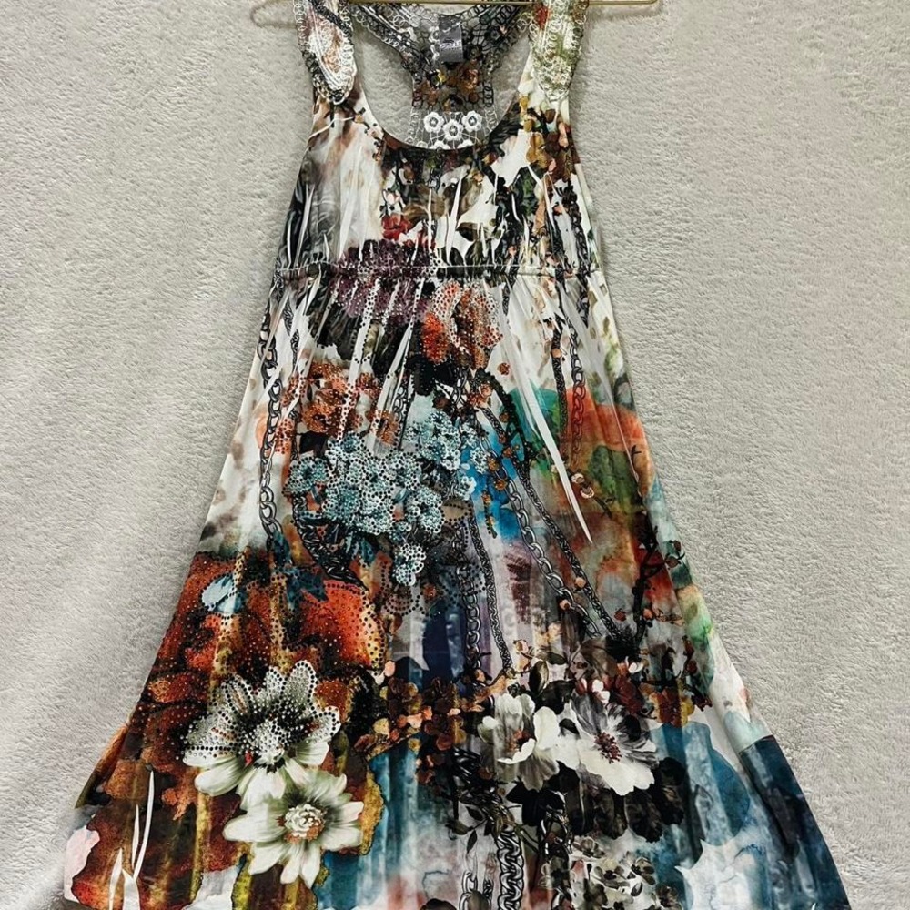 Y2K floral dress with rhinestone details S-Twelve size large Y2K bohemian vibe